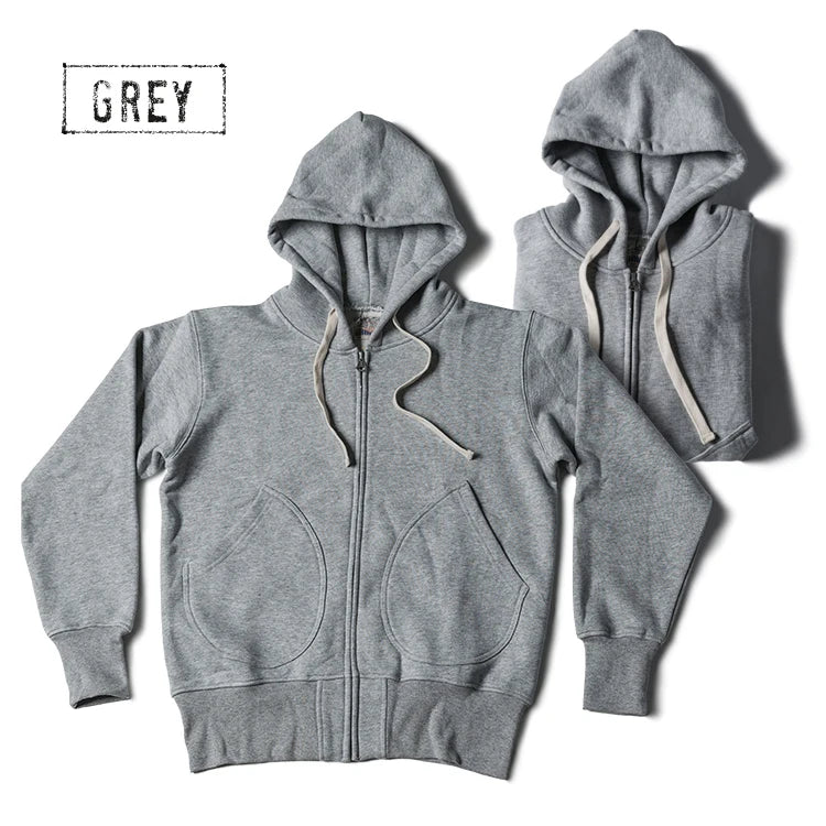 Non Stock Men's Zip Up Hooded Sweatshirt Heavyweight Solid Color Hoodies Thick