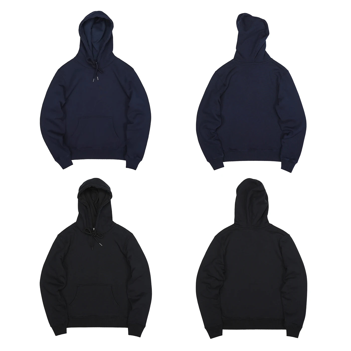 BOB DONG Cotton Fleece Hoodie Men's Casual Plain Hooded Sweatshirt Black & Navy