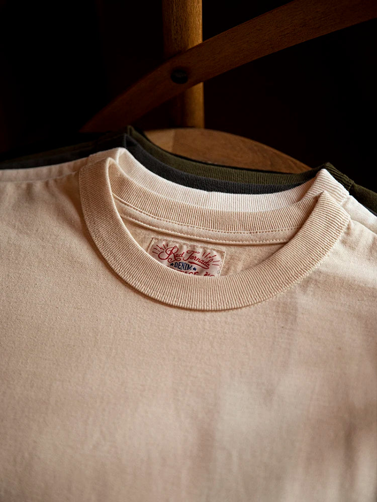 Red Tornado 270g Plain T-Shirts Amekaji Men Heavyweight Cotton Crew Neck Tee Shirt