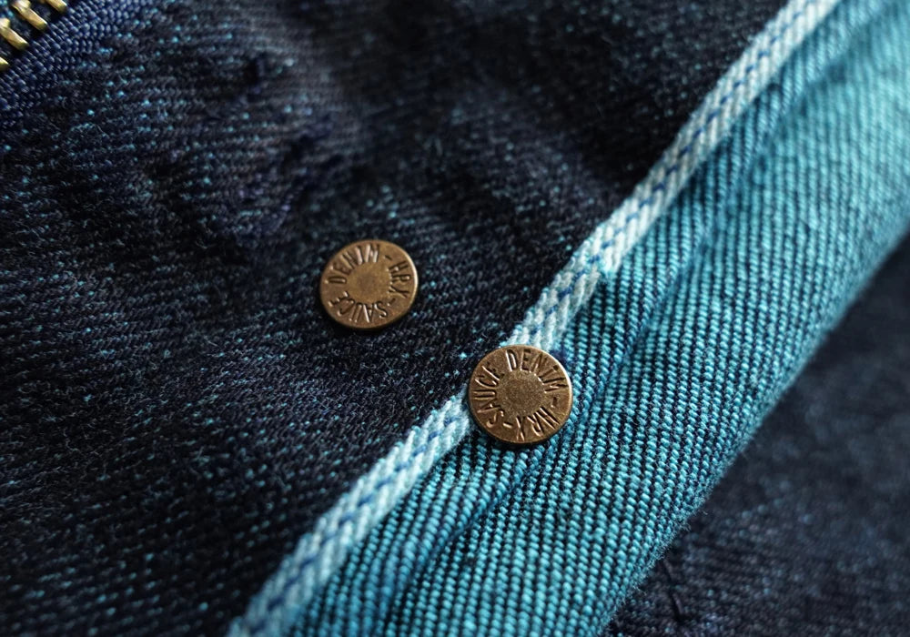 Sauce Zhan Mans Jacket Indigo Selvedge Denim Jacket Jean Jacket Men Vintage Chinese Style Knot Button Loose Fit