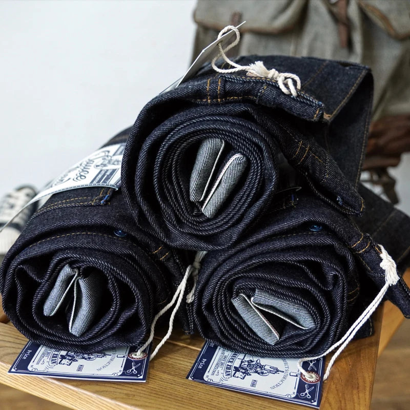 Sauce Zhan SZ6601-10OZ Men Jeans Selvedge Sanforized Denim Jeans Summer Indigo Jeans for Man Regular Fit Straight Leg 10 Oz