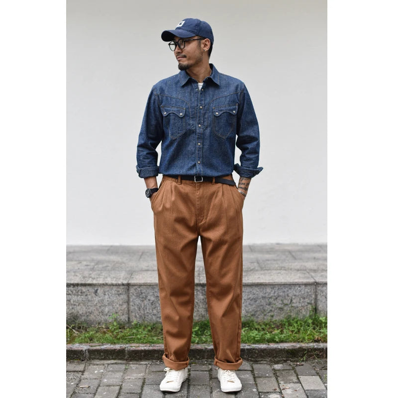 Sauce Zhan  Men's Sashiko Pants  Japanese Style Cusual Trousers Thickened  for Autumn and Winter Lumbar Adjustable Loose Fit