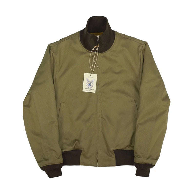 BOB DONG WWII Tanker Jacket Plain Edition Vintage Men's Wool Lined Military Outerwear