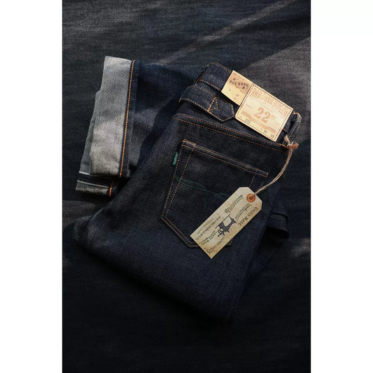 BOB DONG 22oz Men's Buckle Back Jeans Pocket Designs Rigid Selvedge Denim Pants